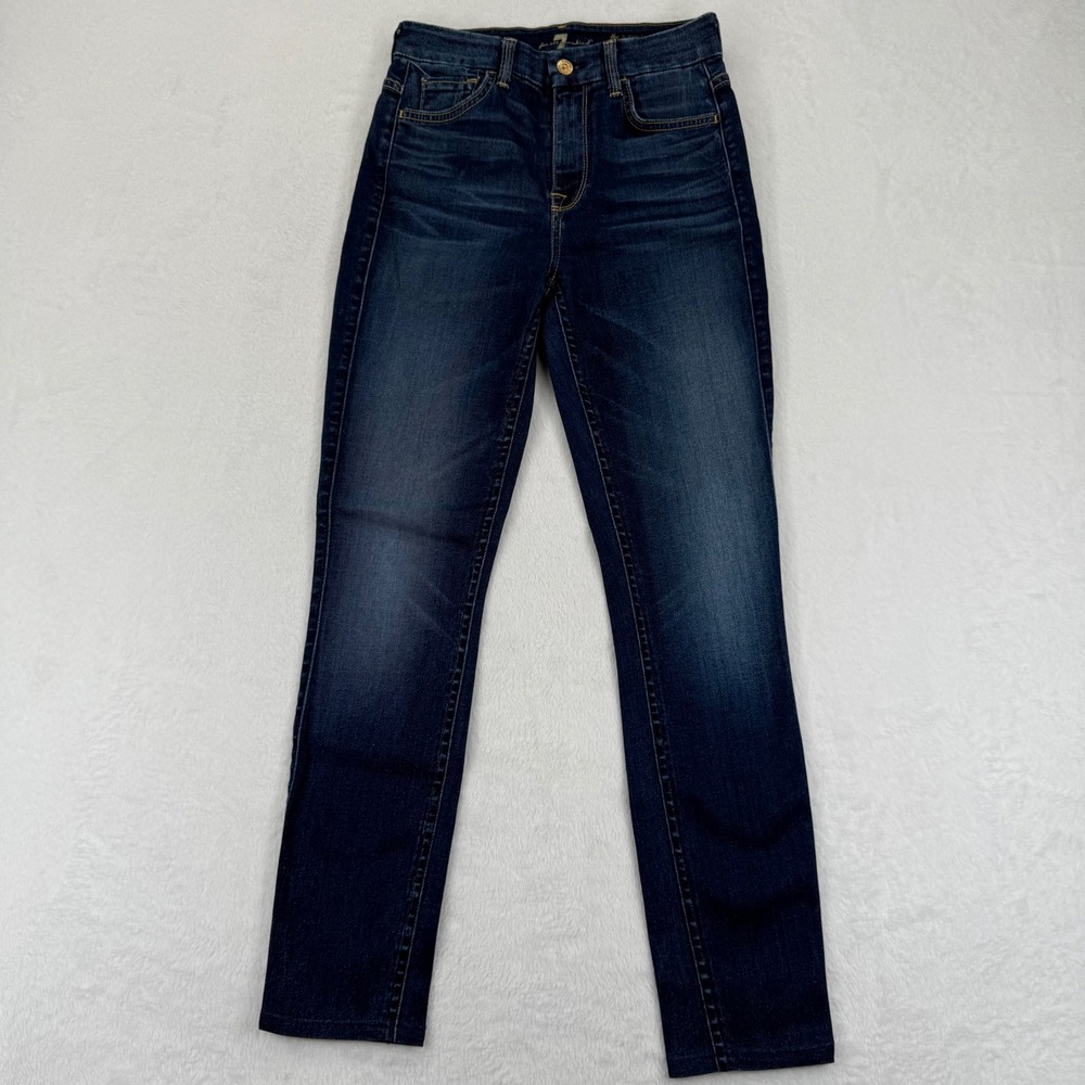 7 For All Mankind The Super High Waist Skinny Jeans Dark Wash Size 25